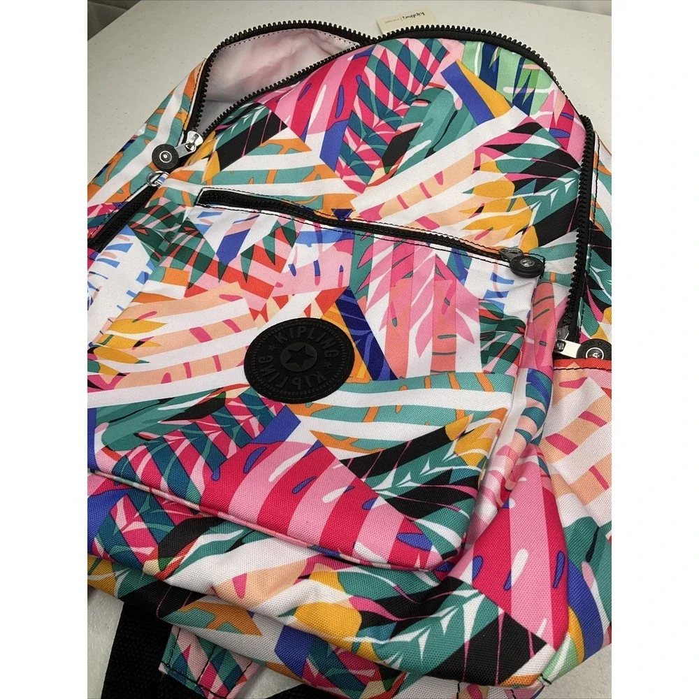 Kipling Chuwy Backpack Bookbag Tropical Patchwork Garden Book Bag Adjustable NWT